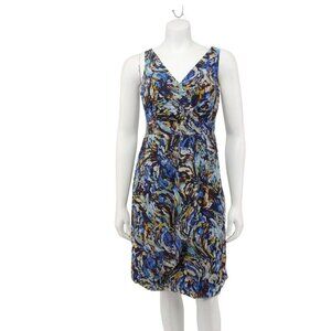 Anthropologie Moulinette Soeurs Oak Apple Blue Green Swirl Silk Wrap Dress Size